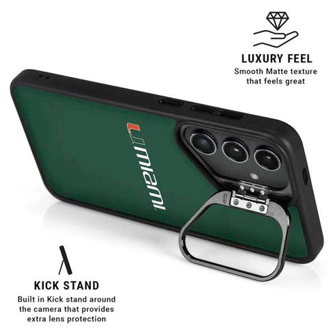 University of Miami Horizontal Mark on Green Galaxy S24 FE Kickstand Case